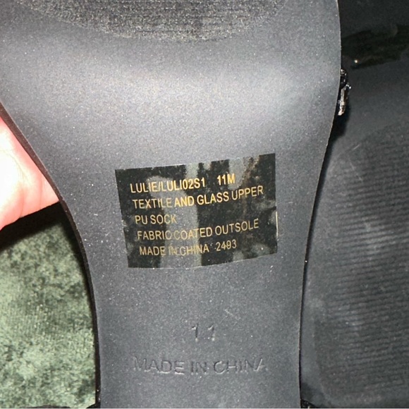 STEVE MADDEN LULIE - BLACK & RHINESTONE ANKLE WRAP HEELS - Picture 5 of 5